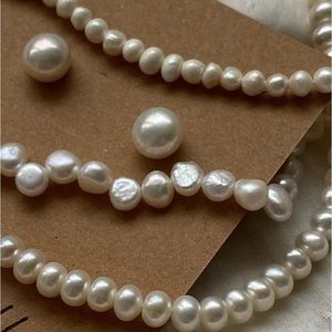 Zara Gold Baroque Genuine Irregular Keshi White Freshwater Pearl Chain Bracelet